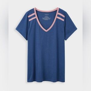 Torrid Triblend Jersey Short Sleeve V-neck Varsity Stripe Tee Size Large 0